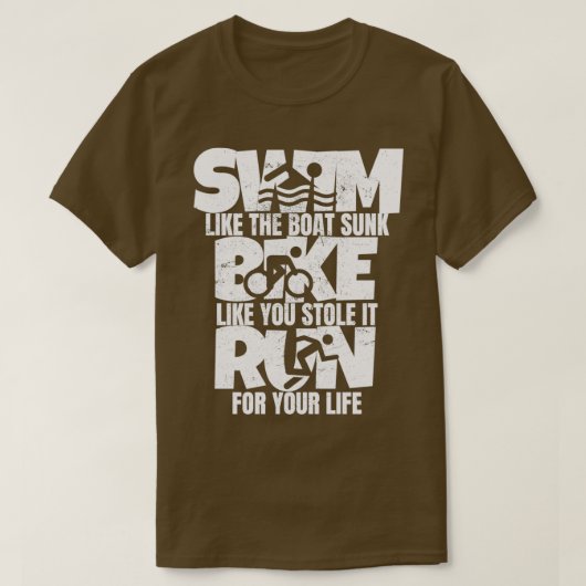 Swim als het Boat Sunk Funny Triathlon product T-shirt (Design voorkant)
