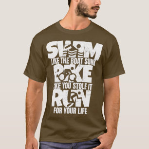 Swim als het Boat Sunk Funny Triathlon product T-shirt