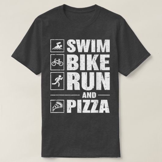 Swim Bike Run And Pizza Triathlon  T-shirt (Design voorkant)
