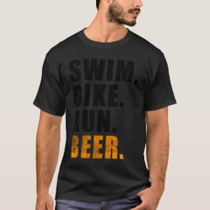 SWIM BIKE RUN BEER TRIATHLETE TRIATHLON SPORT MANN T-SHIRT