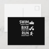 Swim Bike Run Dad - Funny Triathlon Dad T-Shirt Aankondigingskaart (Voorkant / Achterkant)