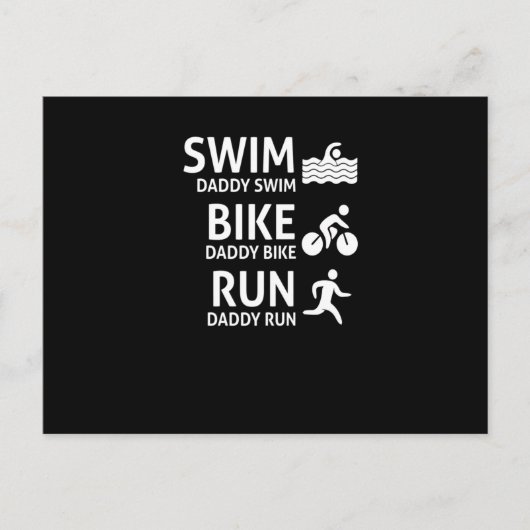Swim Bike Run Dad - Funny Triathlon Dad T-Shirt Aankondigingskaart (Voorkant)
