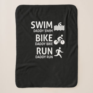 Swim Bike Run Dad - Funny Triathlon Dad T-Shirt Sherpa Deken