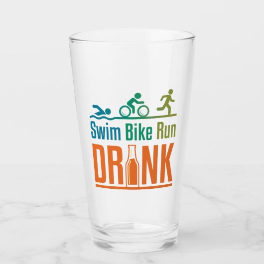 Swim Bike Run Drink Funny Triathlon Drinking Glas (Voorkant)