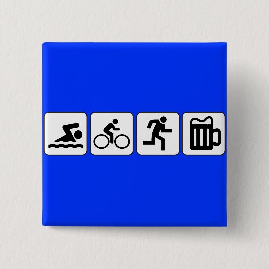 Swim Bike run Drink Vierkante Button 5,1 Cm (Voorkant)