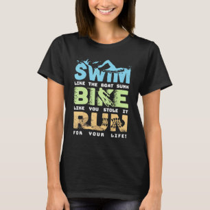 Swim Bike Run Fietsen Triathlon Fan Triatleten T-shirt