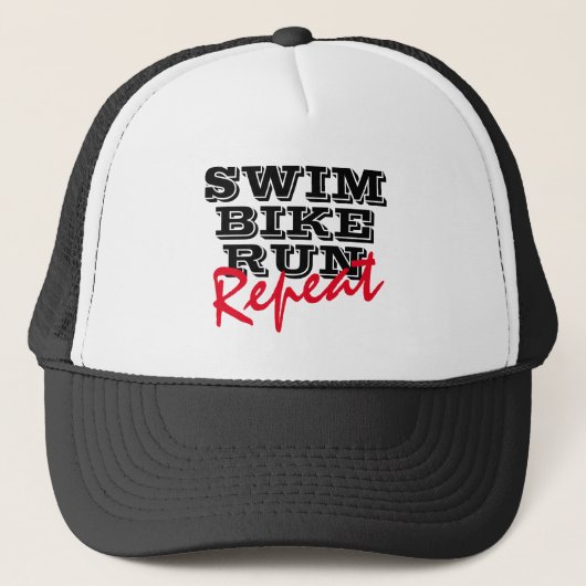 Swim Bike Run - Herhaling Triathlon Trucker Hat Trucker Pet (Voorkant)