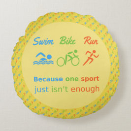 Swim bike run patterated triathlon yellow rond kussen