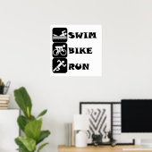 Swim Bike Run Poster (Thuiskantoor)