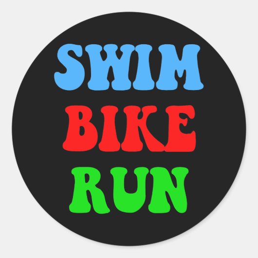 Swim Bike Run Ronde Sticker (Voorkant)