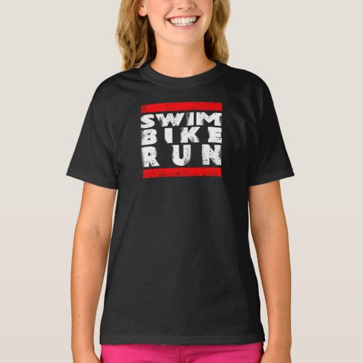 SWIM BIKE RUN  T-SHIRT (Voorkant)