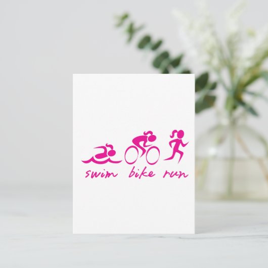 Swim Bike Run Tri Girl Briefkaart (Staand voorkant)