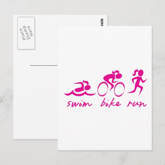 Swim Bike Run Tri Girl Briefkaart (Voorkant / Achterkant)