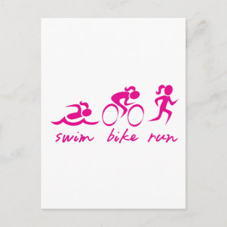Swim Bike Run Tri Girl Briefkaart