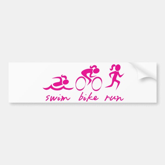 Swim Bike Run Tri Girl Bumpersticker (Voorkant)