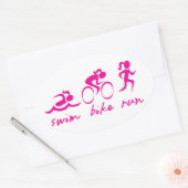 Swim Bike Run Tri Girl Ovale Sticker (Envelop)