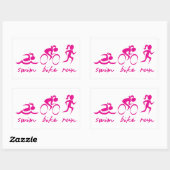 Swim Bike Run Tri Girl Rechthoekige Sticker (Vel)