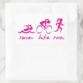 Swim Bike Run Tri Girl Rechthoekige Sticker (Tas)
