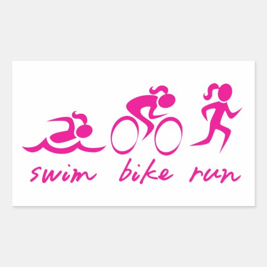 Swim Bike Run Tri Girl Rechthoekige Sticker (Voorkant)