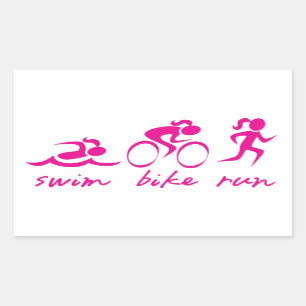 Swim Bike Run Tri Girl Rechthoekige Sticker