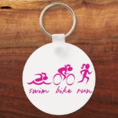 Swim Bike Run Tri Girl Sleutelhanger (Voorkant)