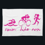 Swim Bike Run Tri Girl Theedoek<br><div class="desc">Swim Bike Run Triathlon voor vrouwen.</div>