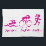Swim Bike Run Tri Girl Theedoek<br><div class="desc">Swim Bike Run Triathlon voor vrouwen.</div>