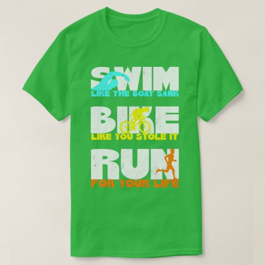 Swim Bike Run Triathlon Grunge 3 T-shirt (Design voorkant)