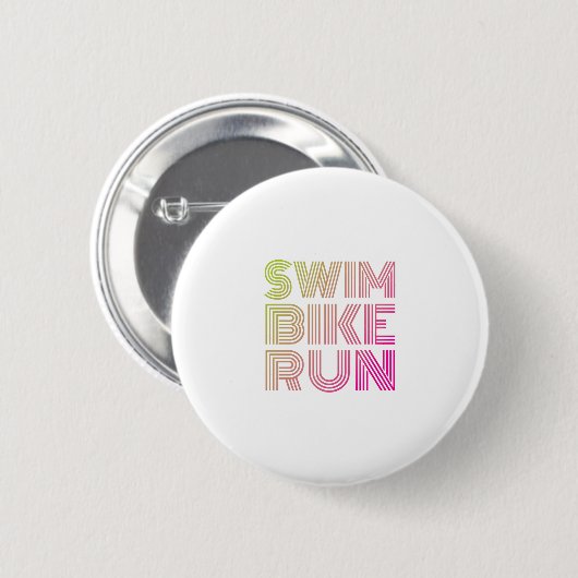Swim Bike Run, Triathlon Ronde Button 5,7 Cm (Voorkant /achterkant)