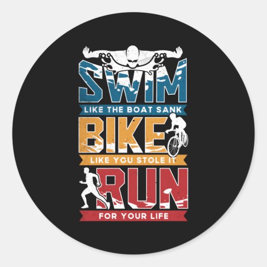 Swim Bike Run Triathlon Ronde Sticker (Voorkant)