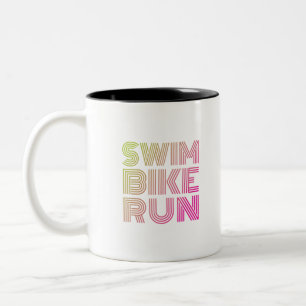 Swim Bike Run, Triathlon Tweekleurige Koffiemok