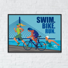 Swim Bike Run – Triathlon Wall Art voor sporters Perfect Poster