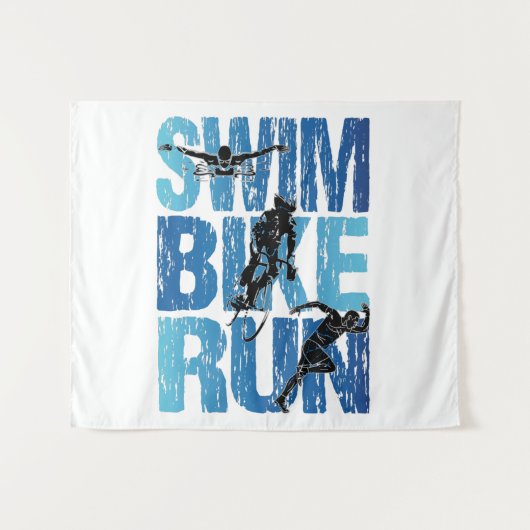 Swim Bike run - Triathlon Wandkleed (Voorkant (horizontaal))