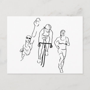 Swim Bike Run Triathlon Woman Briefkaart