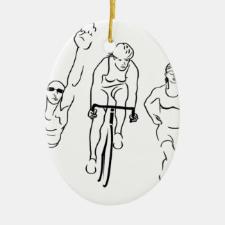 Swim Bike Run Triathlon Woman Keramisch Ornament