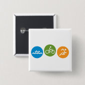 Swim Bike Run Vierkante Button 5,1 Cm (Voorkant /achterkant)