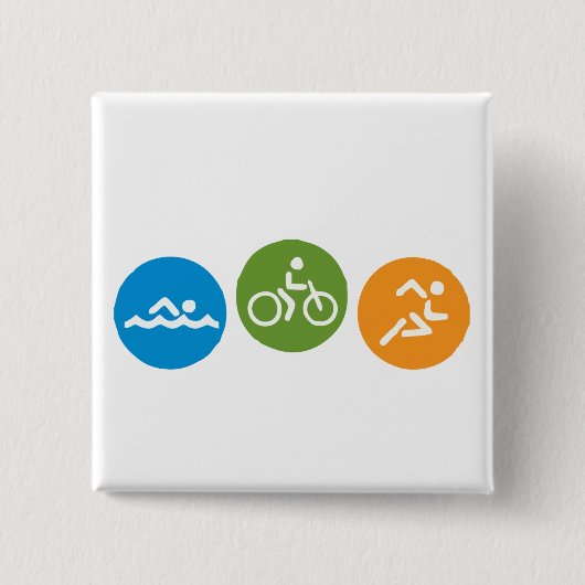 Swim Bike Run Vierkante Button 5,1 Cm (Voorkant)