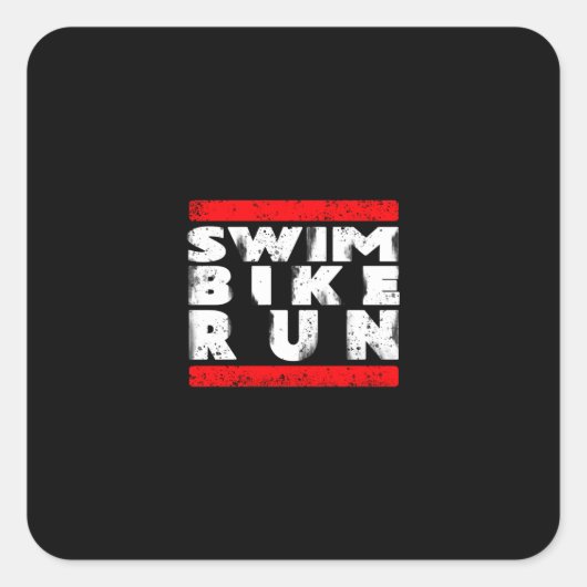SWIM BIKE RUN   VIERKANTE STICKER (Voorkant)