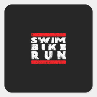SWIM BIKE RUN VIERKANTE STICKER