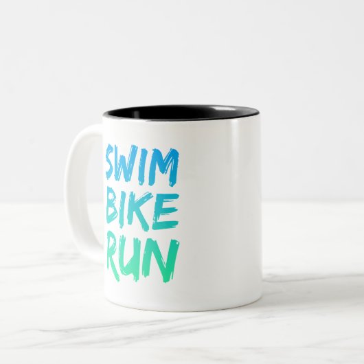 Swim Bike - Uitstekend design Tweekleurige Koffiemok (Voorkant links)