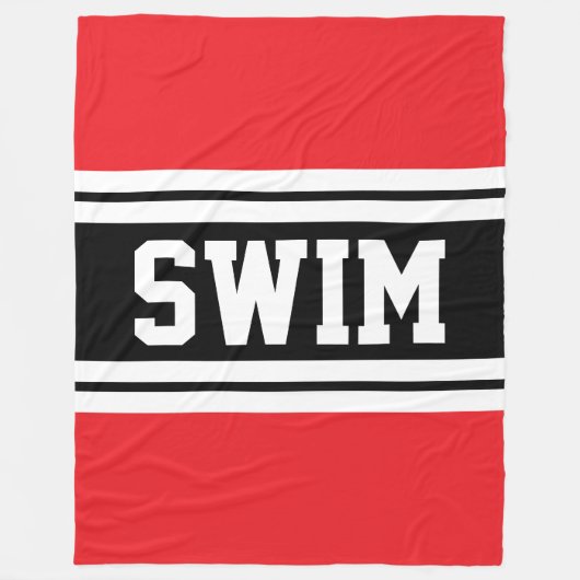 SWIM Bold Helder Rood Zwart Wit Racing Stripes Fleece Deken (Voorkant)