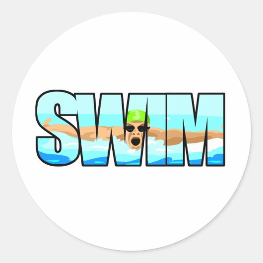 Swim Butterfly Ronde Sticker (Voorkant)