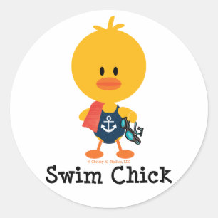 Swim Chick Ronde Sticker