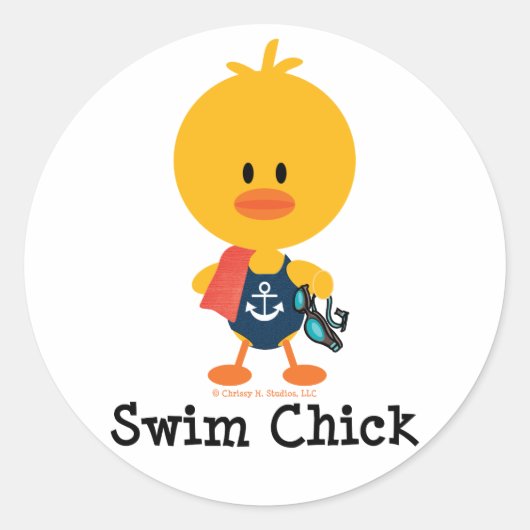 Swim Chick Ronde Sticker (Voorkant)