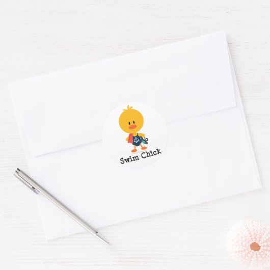 Swim Chick Ronde Sticker (Envelop)