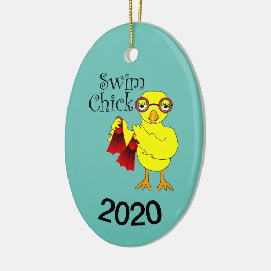 Swim Chick Tekst Keramisch Ornament (Links)