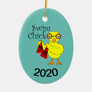 Swim Chick Tekst Keramisch Ornament