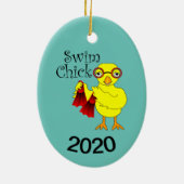 Swim Chick Tekst Keramisch Ornament (Achterkant)