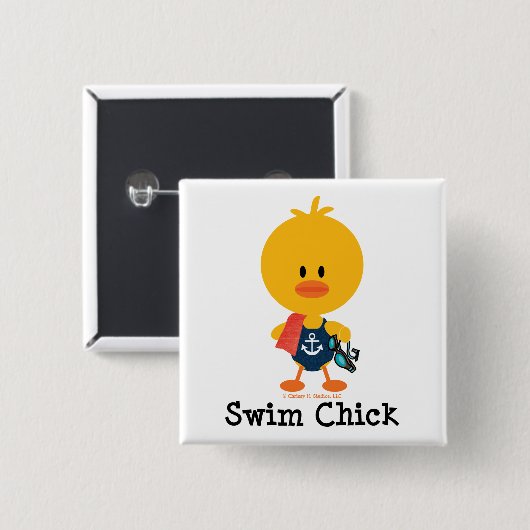 Swim Chick Vierkante Button 5,1 Cm (Voorkant /achterkant)