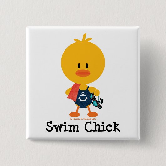 Swim Chick Vierkante Button 5,1 Cm (Voorkant)